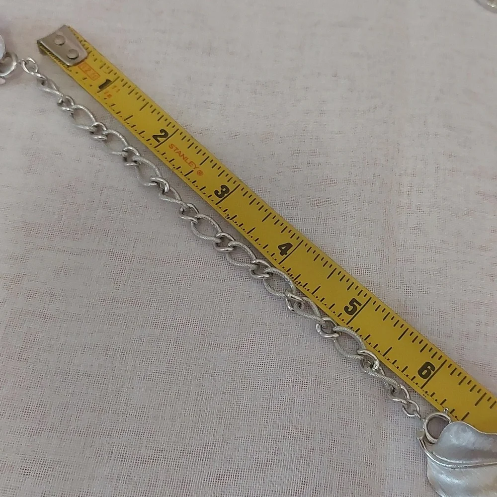 Trifari Crown Vintage Rare Find Collar Chain Guard Sweater Clips Brushed Silver - Picture 4 of 5